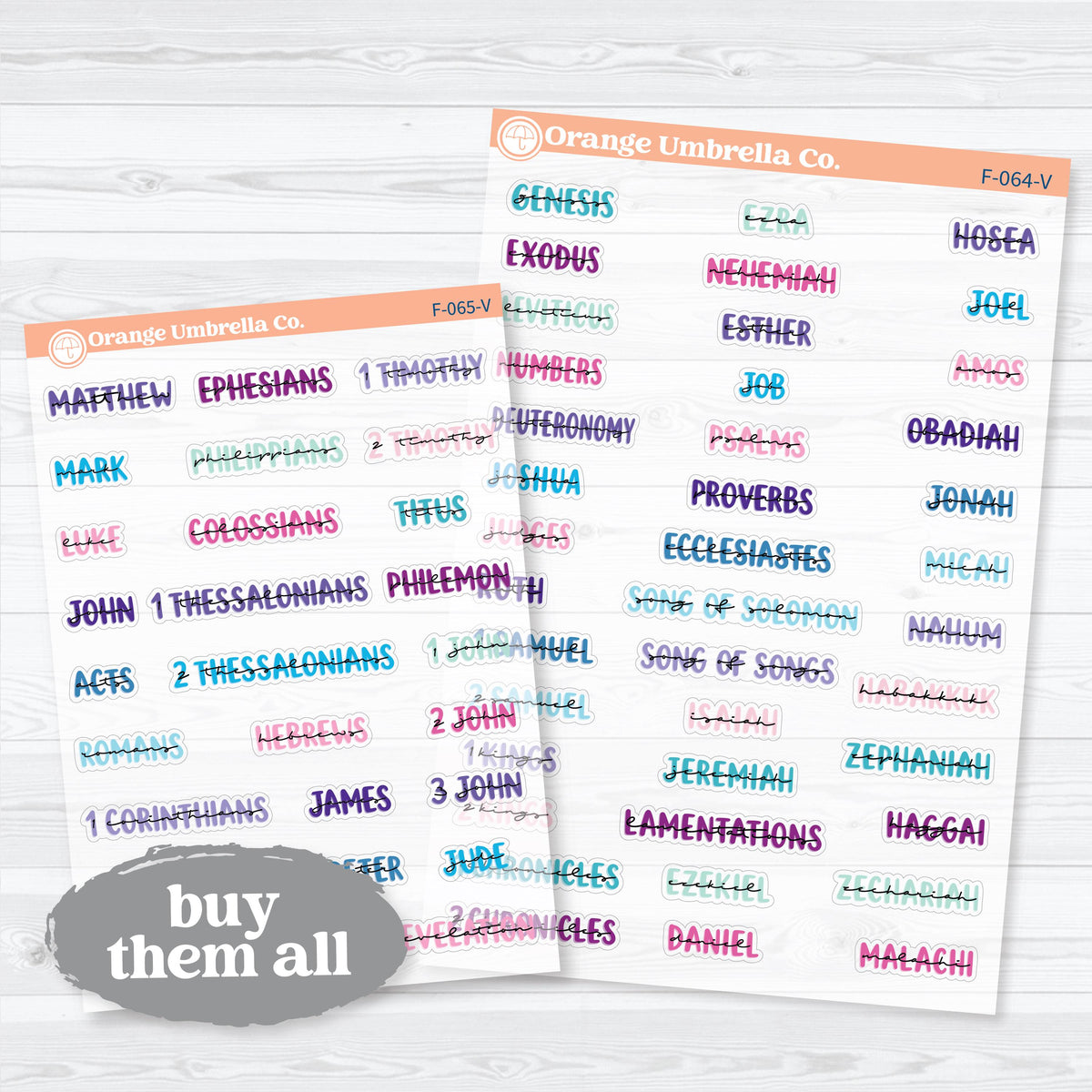 Mini Books of the Bible | Clear Matte Faith & Bible Journaling Planner Stickers | F-064-065-VCM