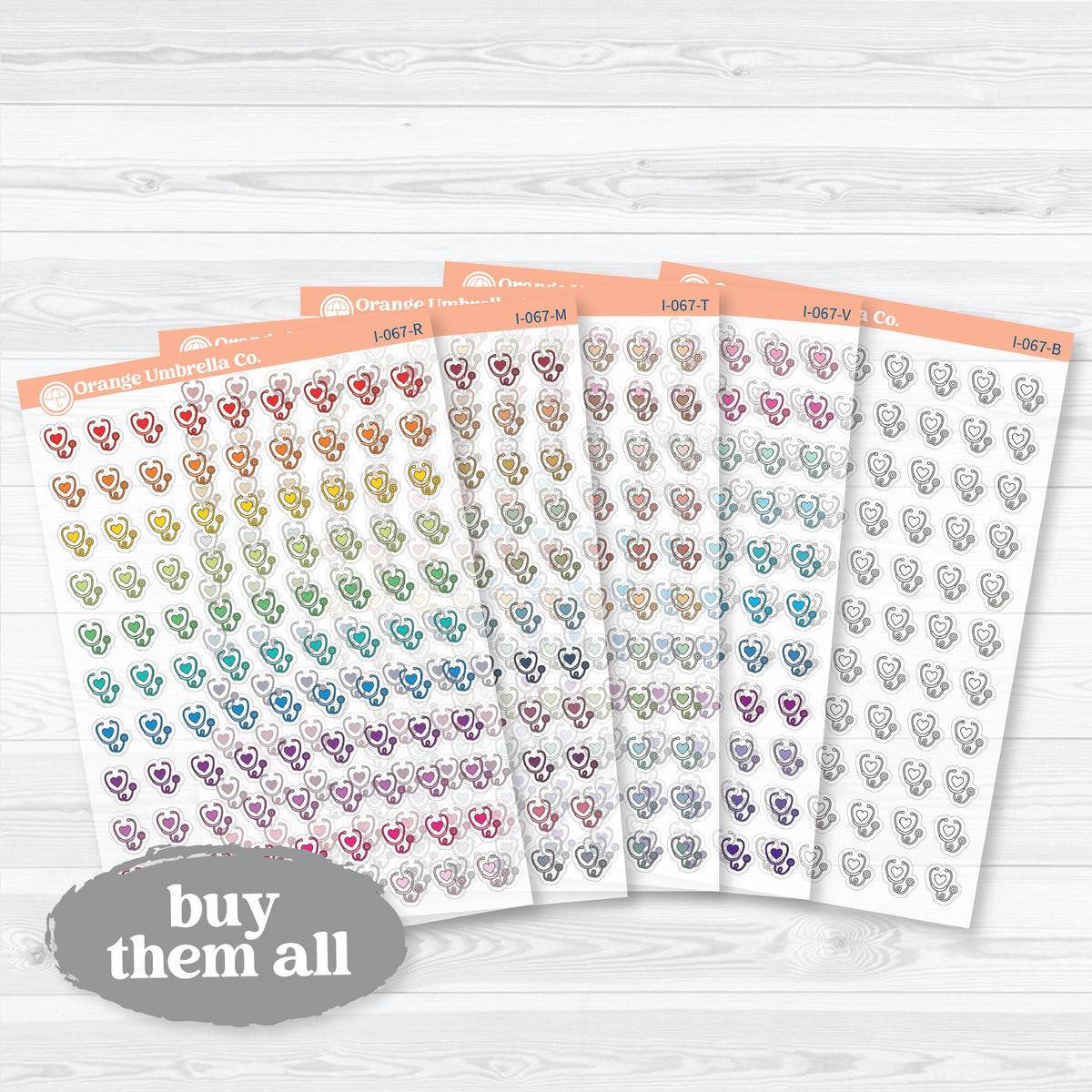 Doctor Appointment Stethoscope Icons | Clear Matte Medical Planner Stickers | I-067-CM