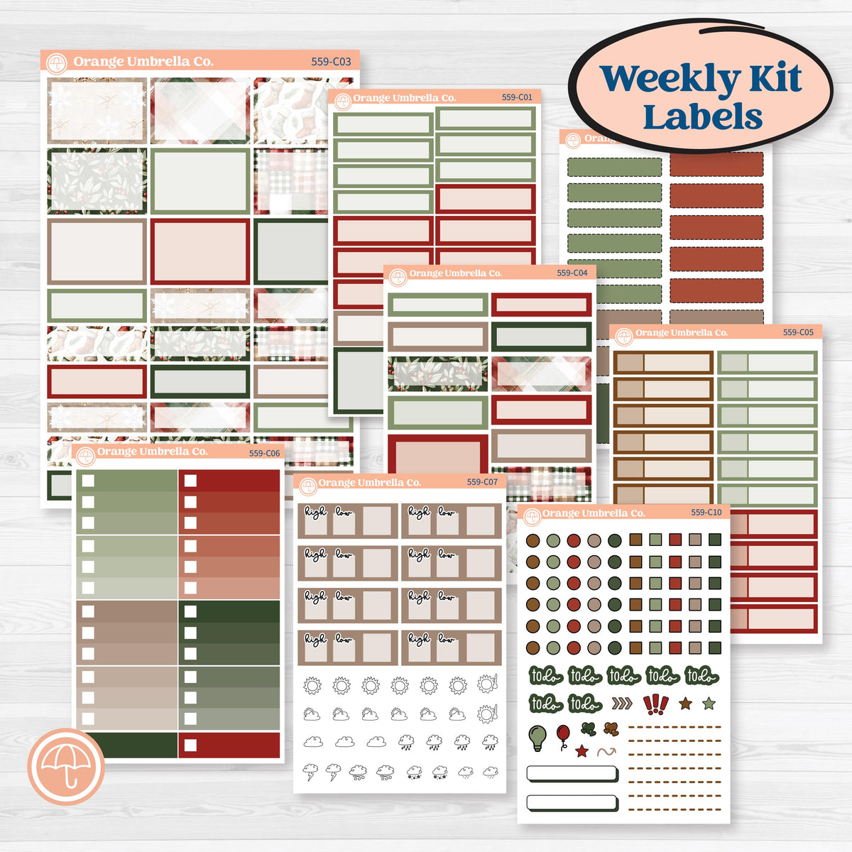 Vintage Christmas Planner Kit | Weekly Add-On Labels Planner Kit Stickers | Christmas Village | KIT-559-C