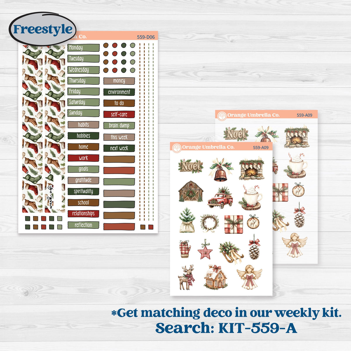 Vintage Christmas Planner Kit | Journaling or Scrapbooking Kit | Creative Junk Journal Planner Stickers | Christmas Village | KIT-559-D