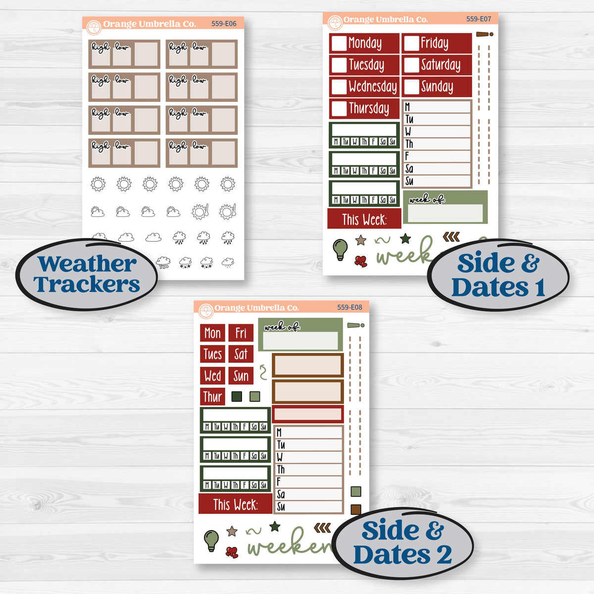 Vintage Christmas Planner Kit | Hobonichi Cousin Weekly & Daily Planner Kit Stickers | Christmas Village | KIT-559-E