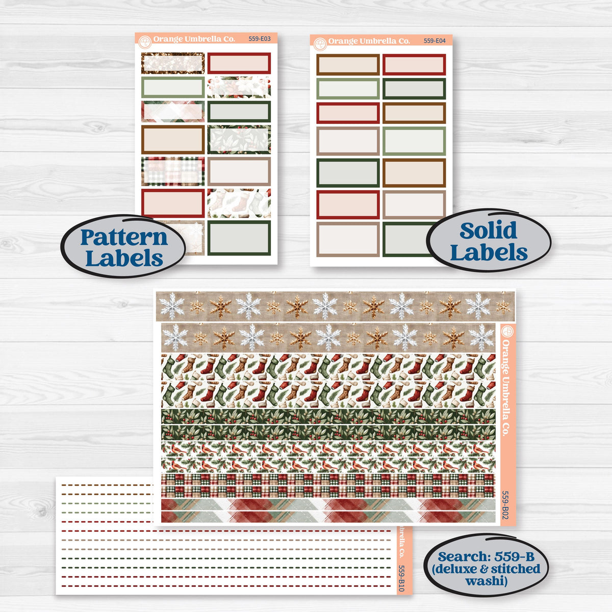 Vintage Christmas Planner Kit | Hobonichi Cousin Weekly & Daily Planner Kit Stickers | Christmas Village | KIT-559-E