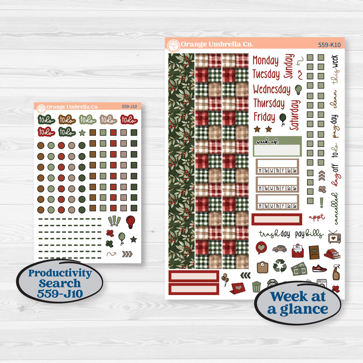 Vintage Christmas Planner Kit | 7x9 Erin Condren Daily Duo Planner Kit Stickers | Christmas Village | KIT-559-K