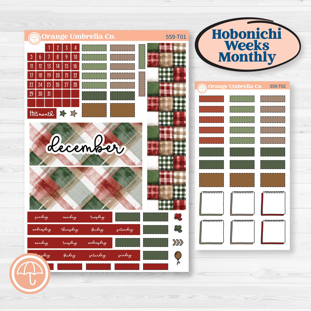 Vintage Christmas Planner Kit | Hobonichi Weeks Monthly Planner Kit Stickers | Christmas Village | KIT-559-T