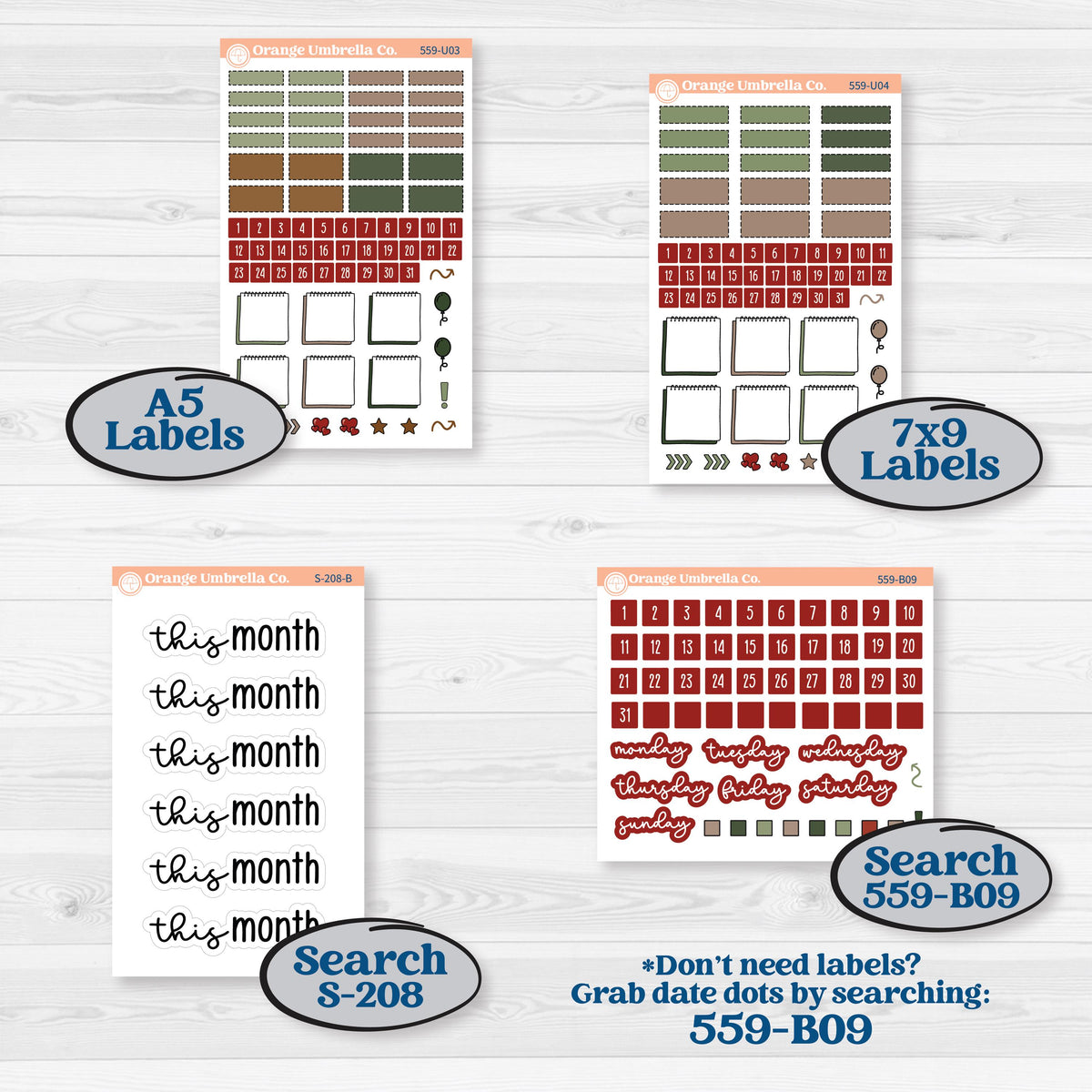 Vintage Christmas | A5 or 7x9 Create Your Own Monthly Dashboard Universal | Reading Log Sticker Kit | Christmas Village | KIT-559-U