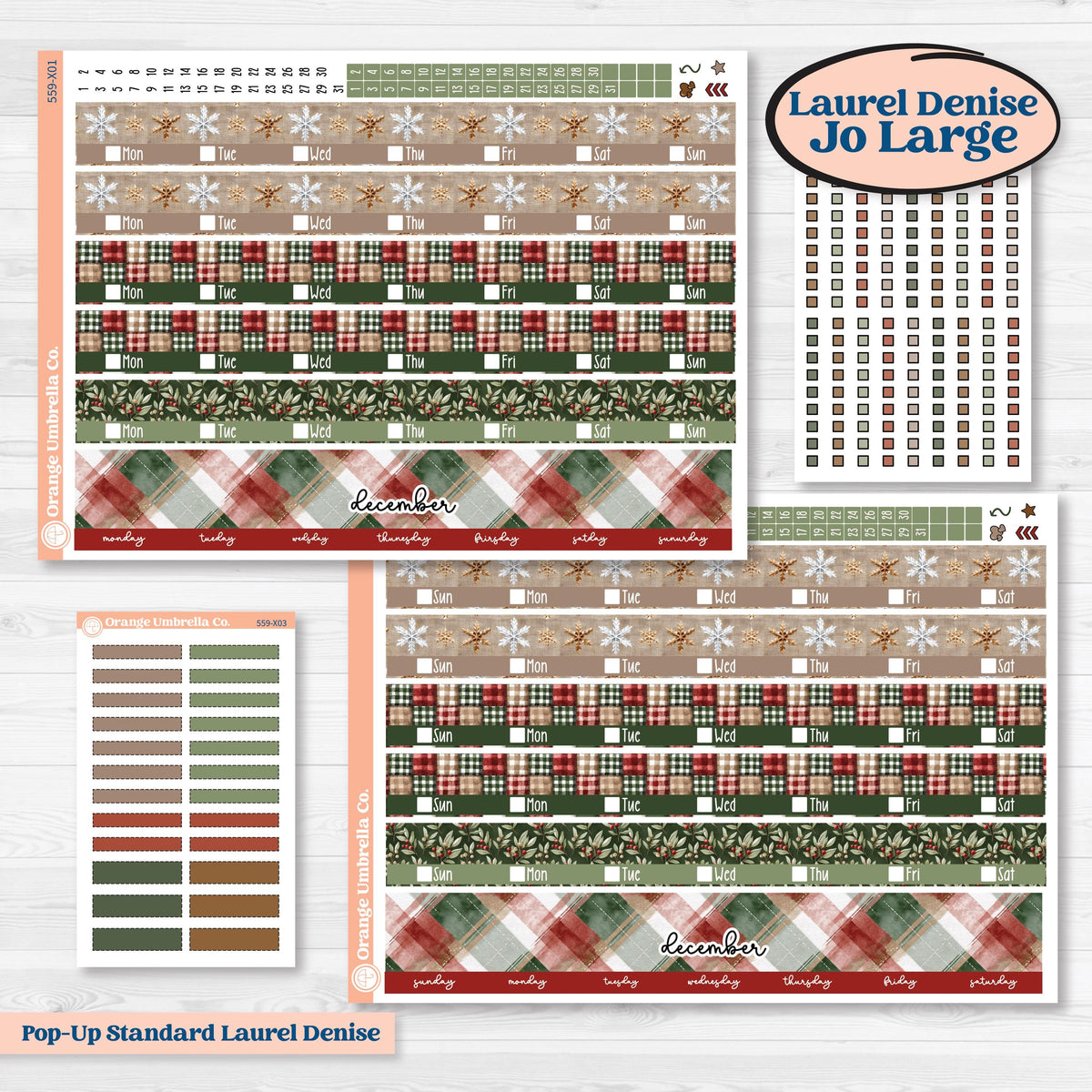 Vintage Christmas Planner Kit | Laurel Denise Jo Large Planner Kit Stickers | Christmas Village | KIT-559-X