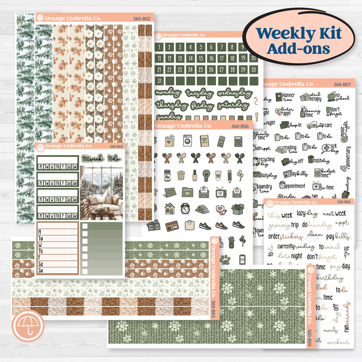 Cozy Winter Planner Kit | Weekly Add-On Planner Kit Stickers | Snowdrift | KIT-560-B