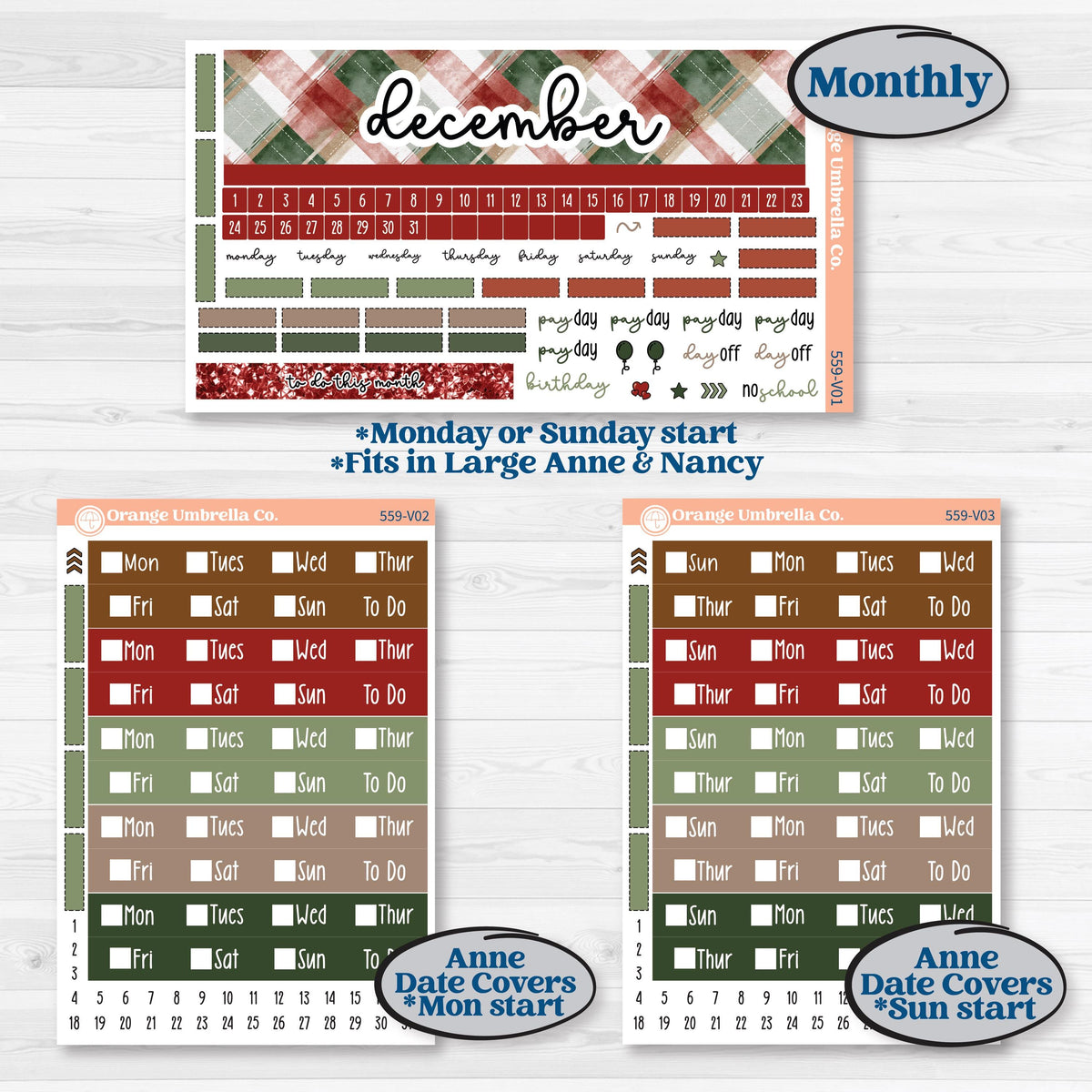 Vintage Christmas Planner Kit | Laurel Denise Nancy Large & Anne Large Planner Kit Stickers | Christmas Village | KIT-559-V