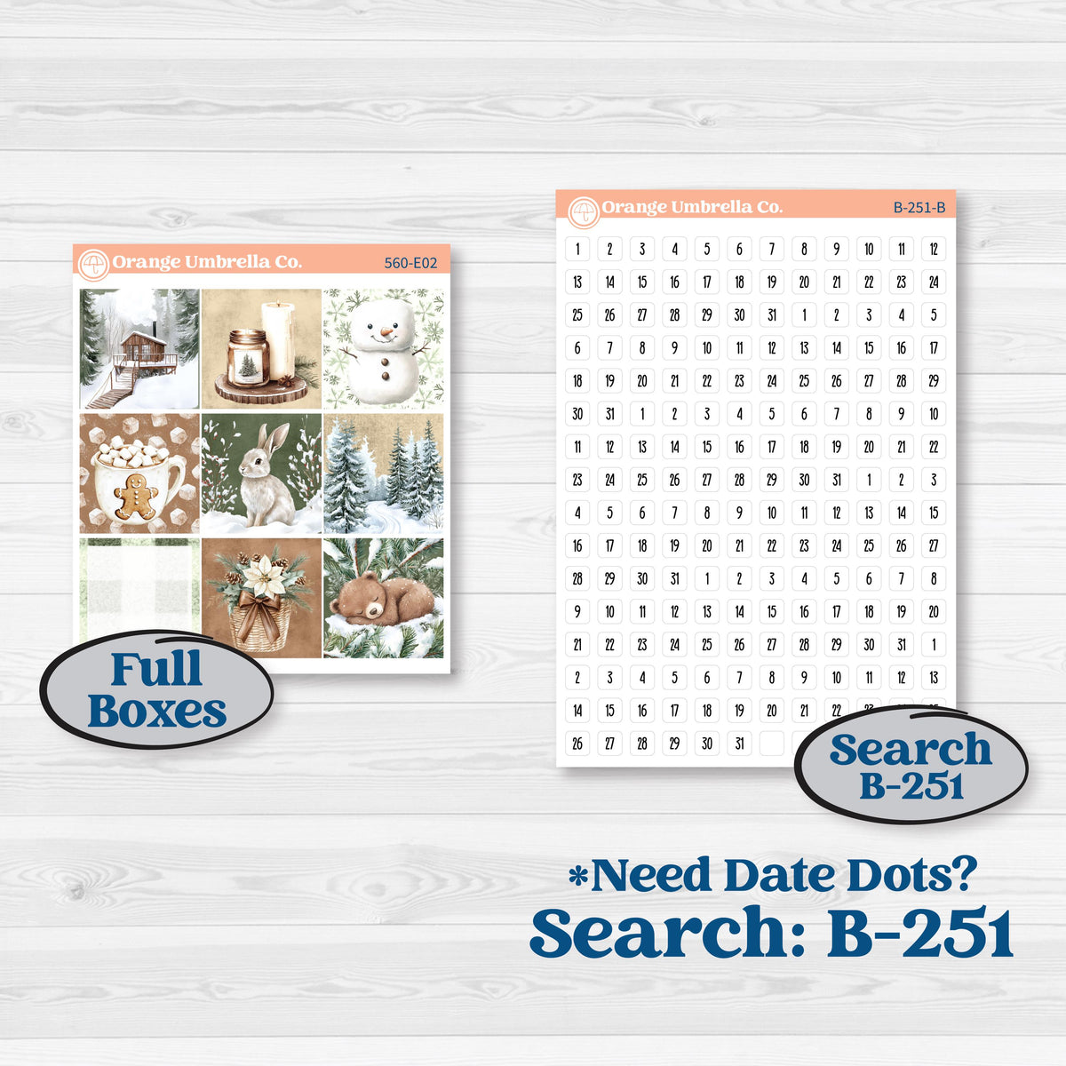 Cozy Winter Planner Kit | Hobonichi Cousin Weekly & Daily Planner Kit Stickers | Snowdrift | KIT-560-E