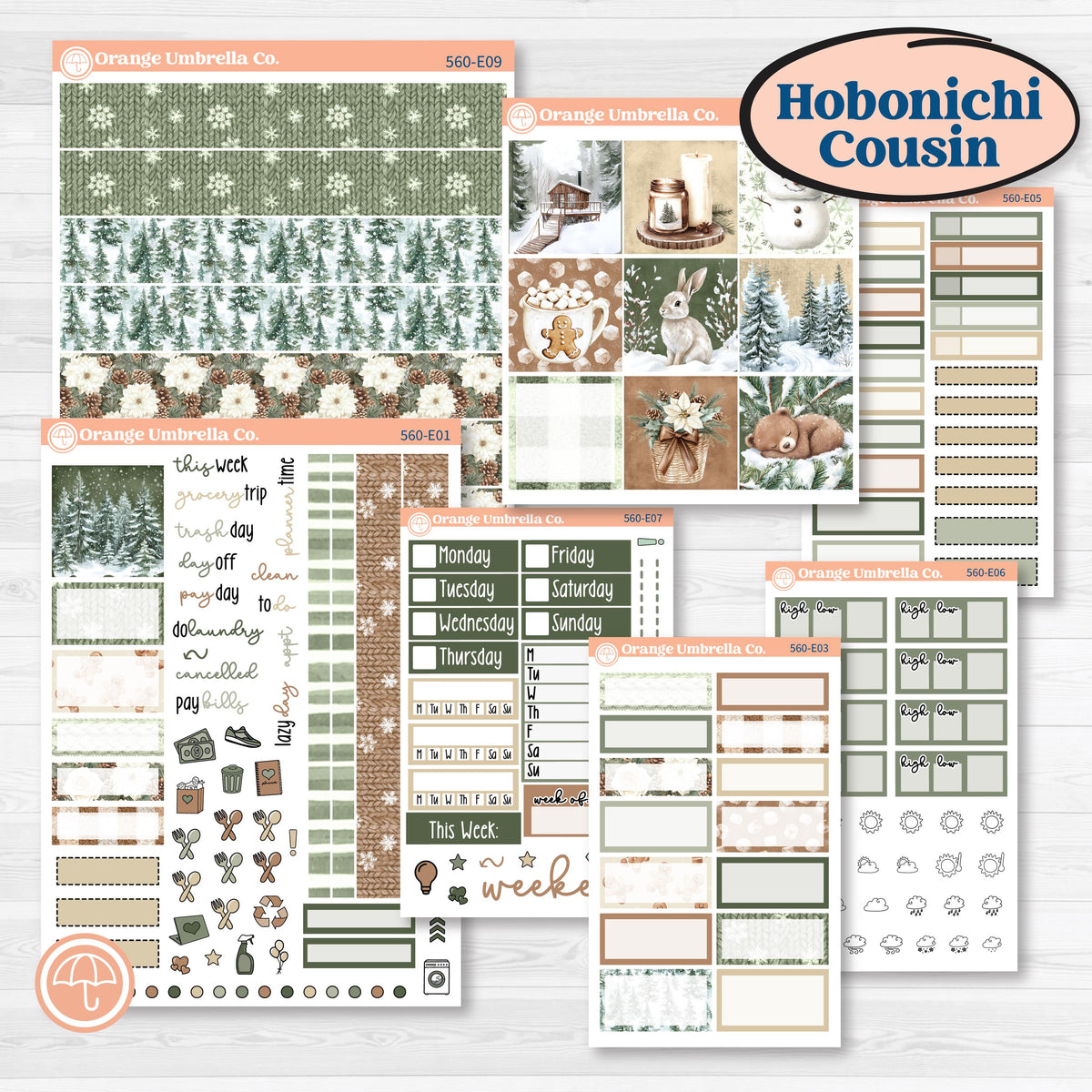 Cozy Winter Planner Kit | Hobonichi Cousin Weekly & Daily Planner Kit Stickers | Snowdrift | KIT-560-E