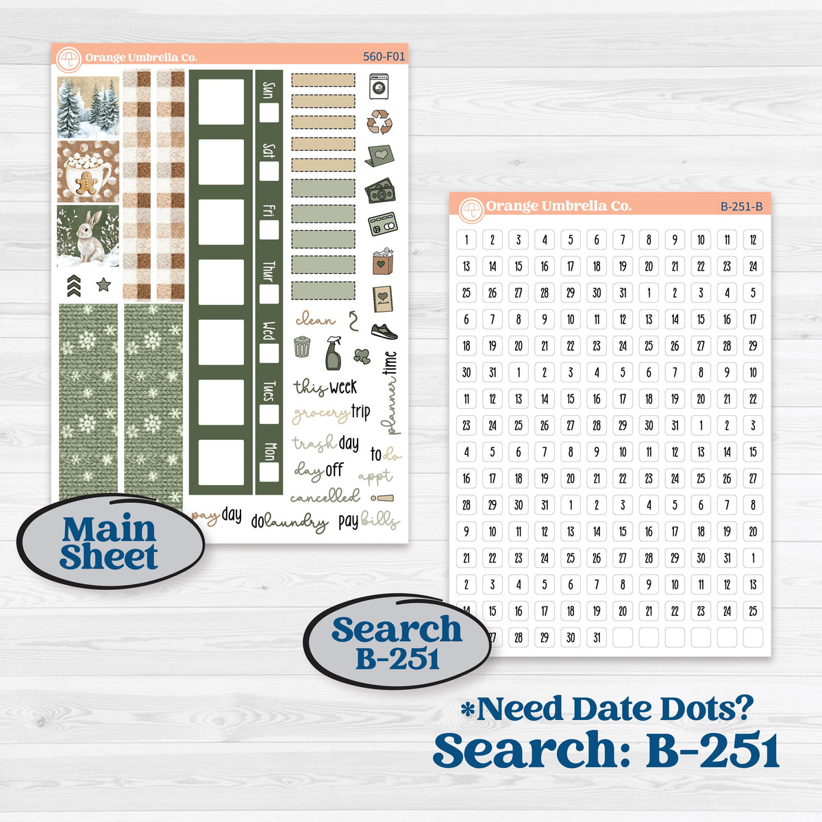 Cozy Winter Planner Kit | Hobonichi Weeks Weekly Planner Kit Stickers | Snowdrift | KIT-560-F