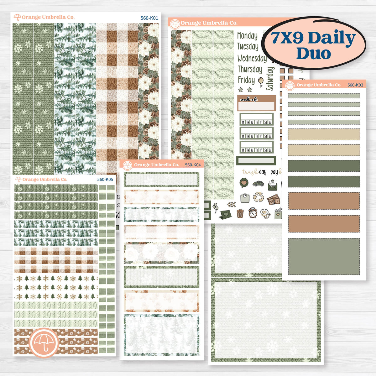 Cozy Winter Planner Kit | 7x9 Erin Condren Daily Duo Planner Kit Stickers | Snowdrift | KIT-560-K