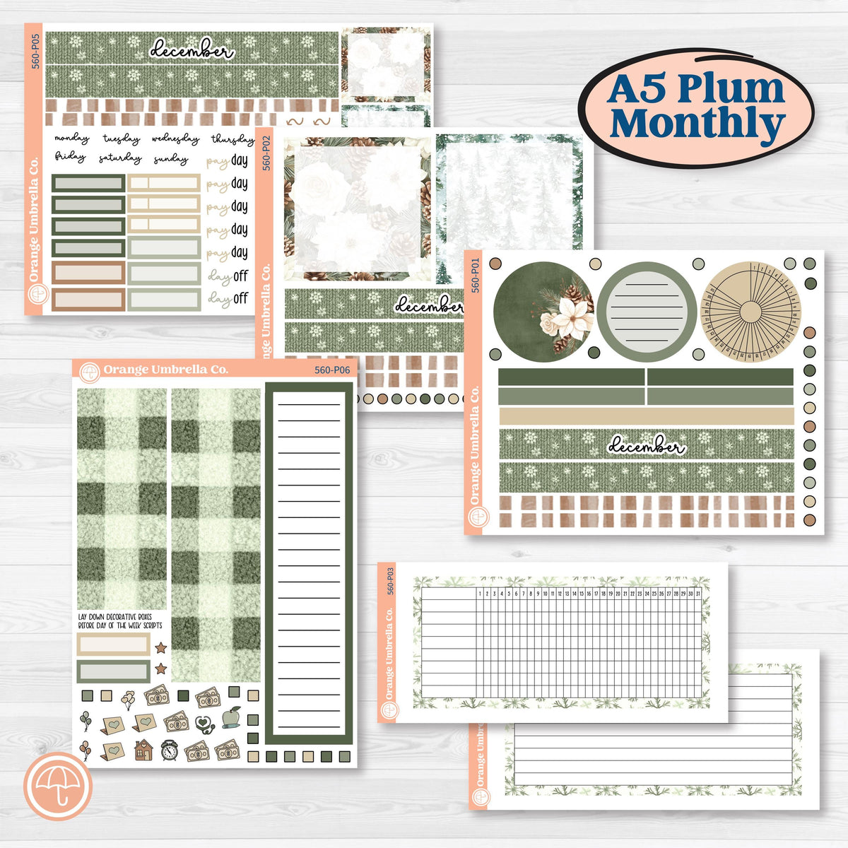 Cozy Winter Planner Kit | A5 Plum Monthly & Dashboard Planner Kit Stickers | Snowdrift | KIT-560-P