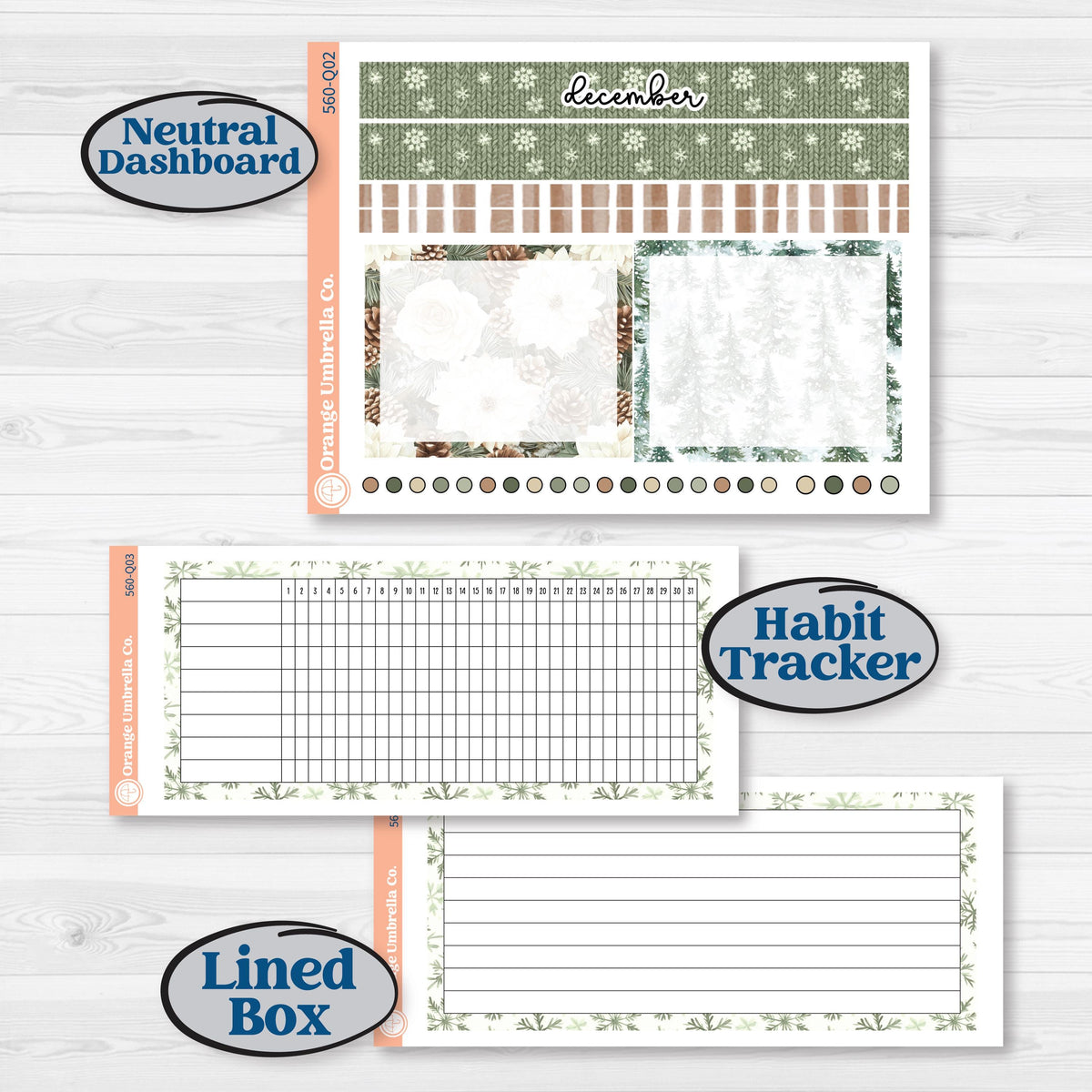 Cozy Winter Planner Kit | 7x9 Plum Monthly & Dashboard Planner Kit Stickers | Snowdrift | KIT-560-Q