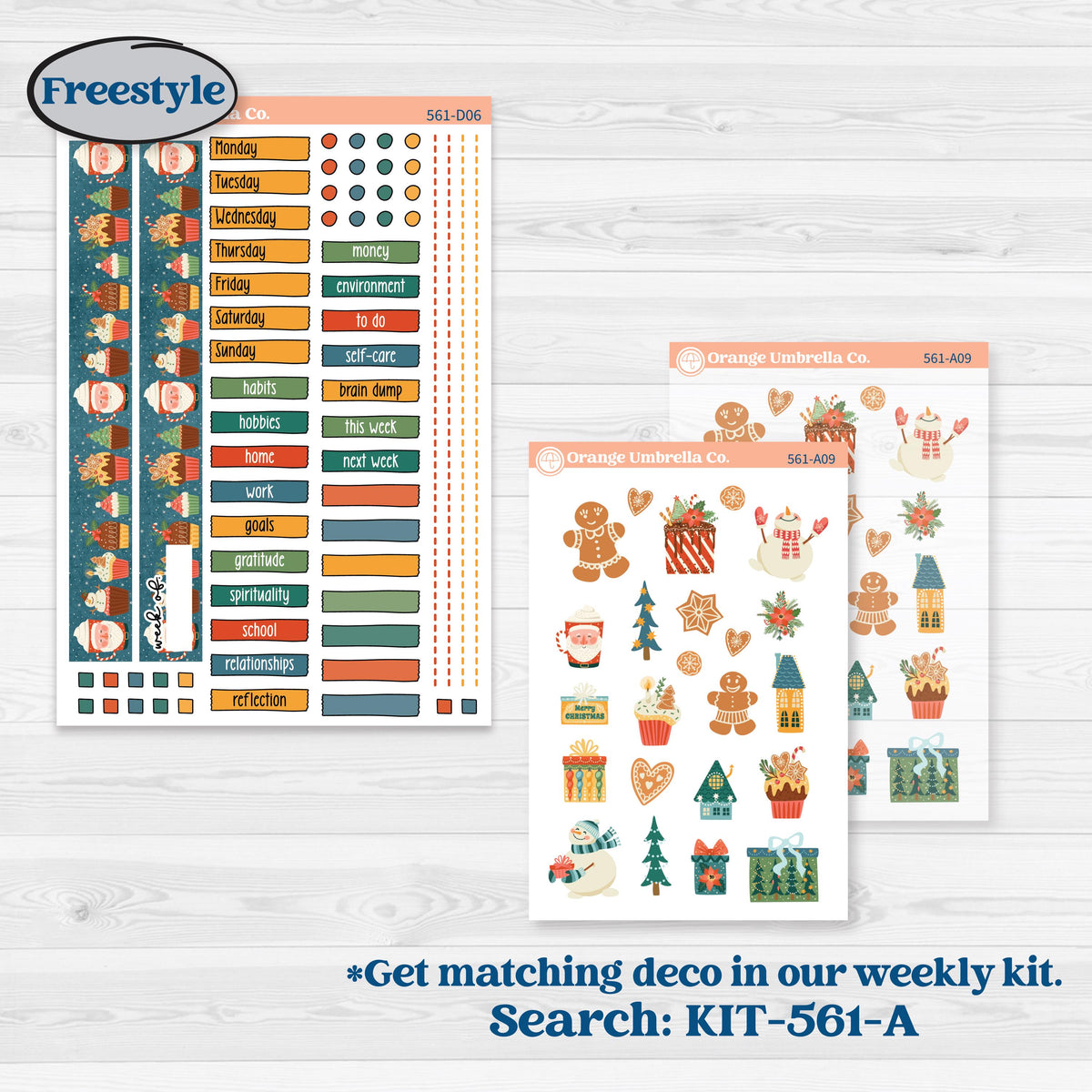 Colorful Christmas Planner Kit | Journaling or Scrapbooking Kit | Creative Junk Journal Planner Stickers | Holiday Magic | KIT-561-D