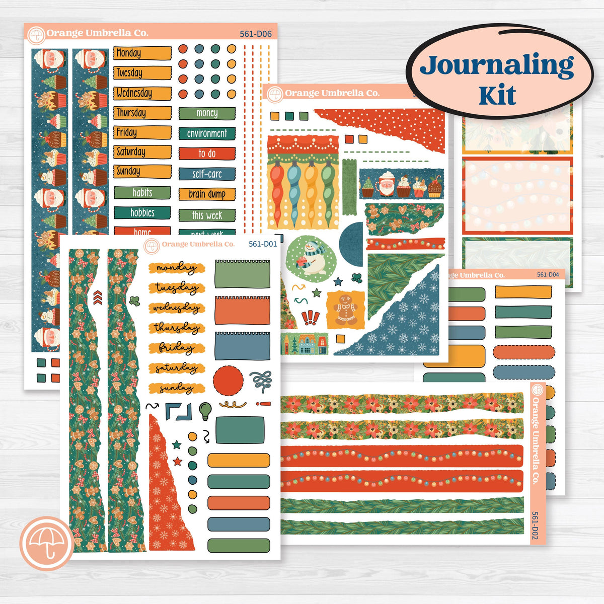 Colorful Christmas Planner Kit | Journaling or Scrapbooking Kit | Creative Junk Journal Planner Stickers | Holiday Magic | KIT-561-D
