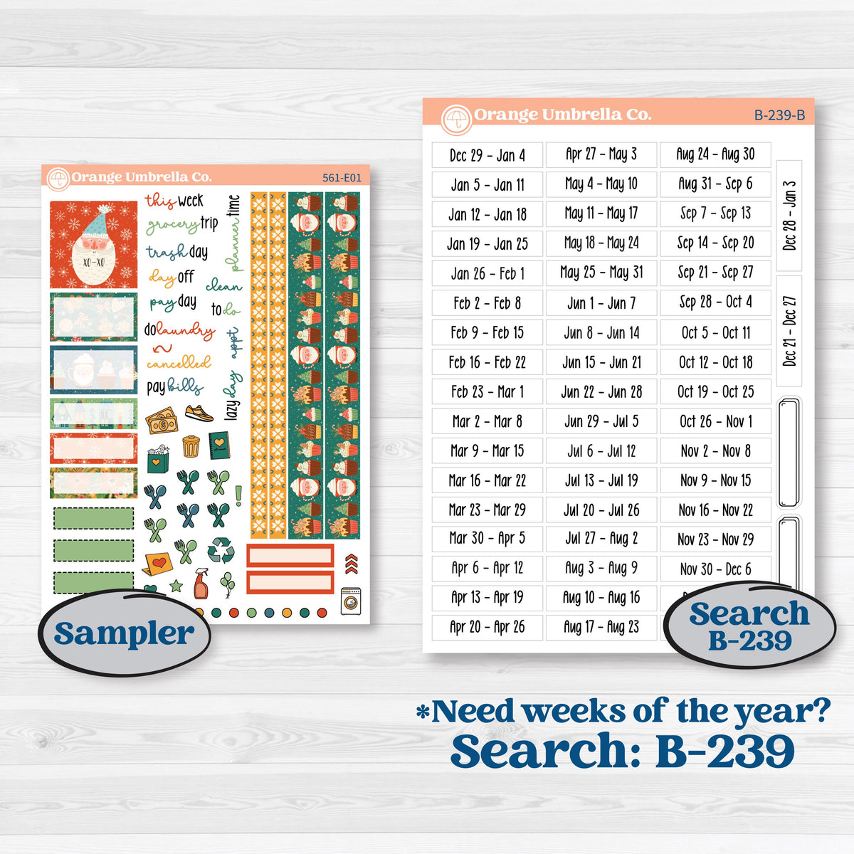 Colorful Christmas Planner Kit | Hobonichi Cousin Weekly & Daily Planner Kit Stickers | Holiday Magic | KIT-561-E