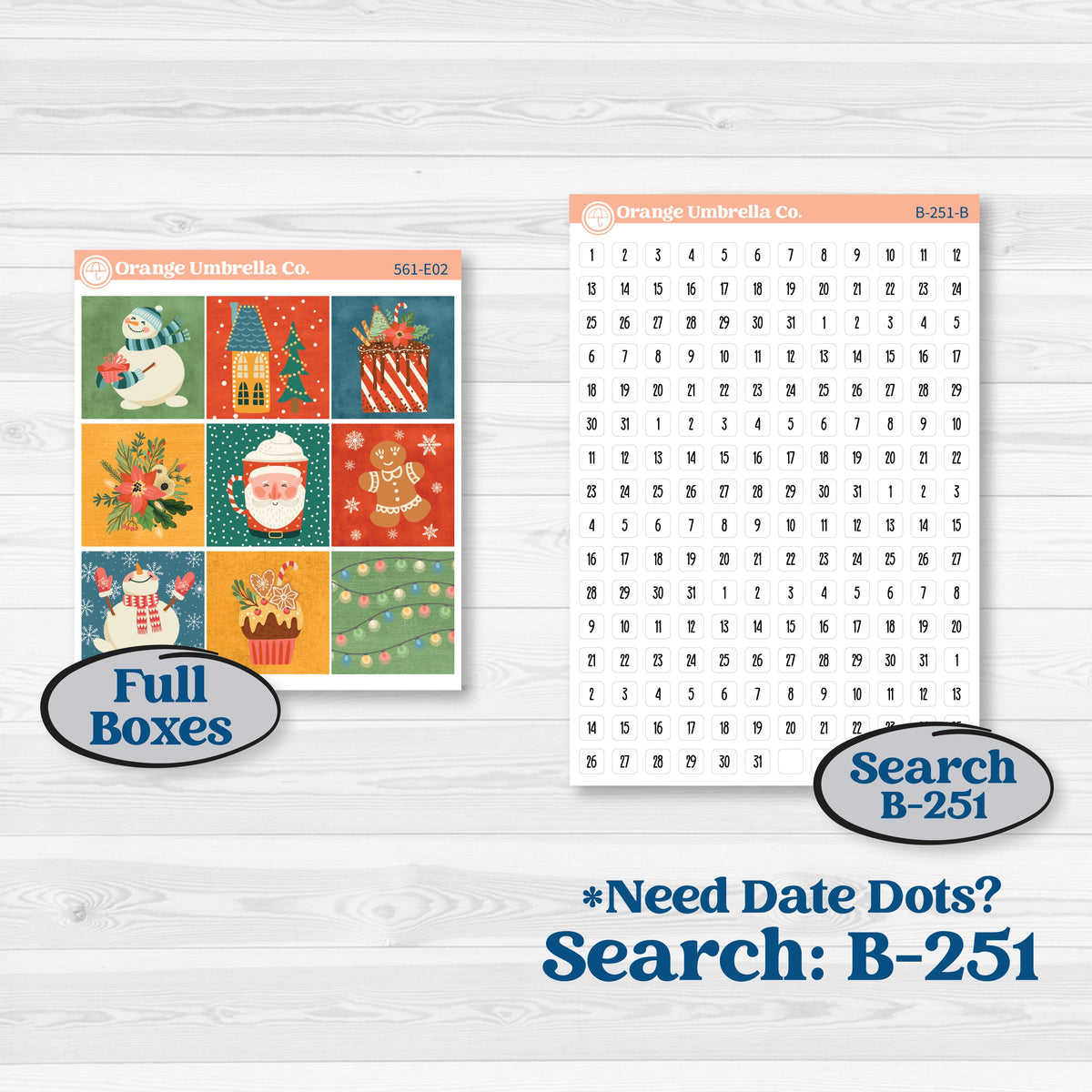 Colorful Christmas Planner Kit | Hobonichi Cousin Weekly & Daily Planner Kit Stickers | Holiday Magic | KIT-561-E