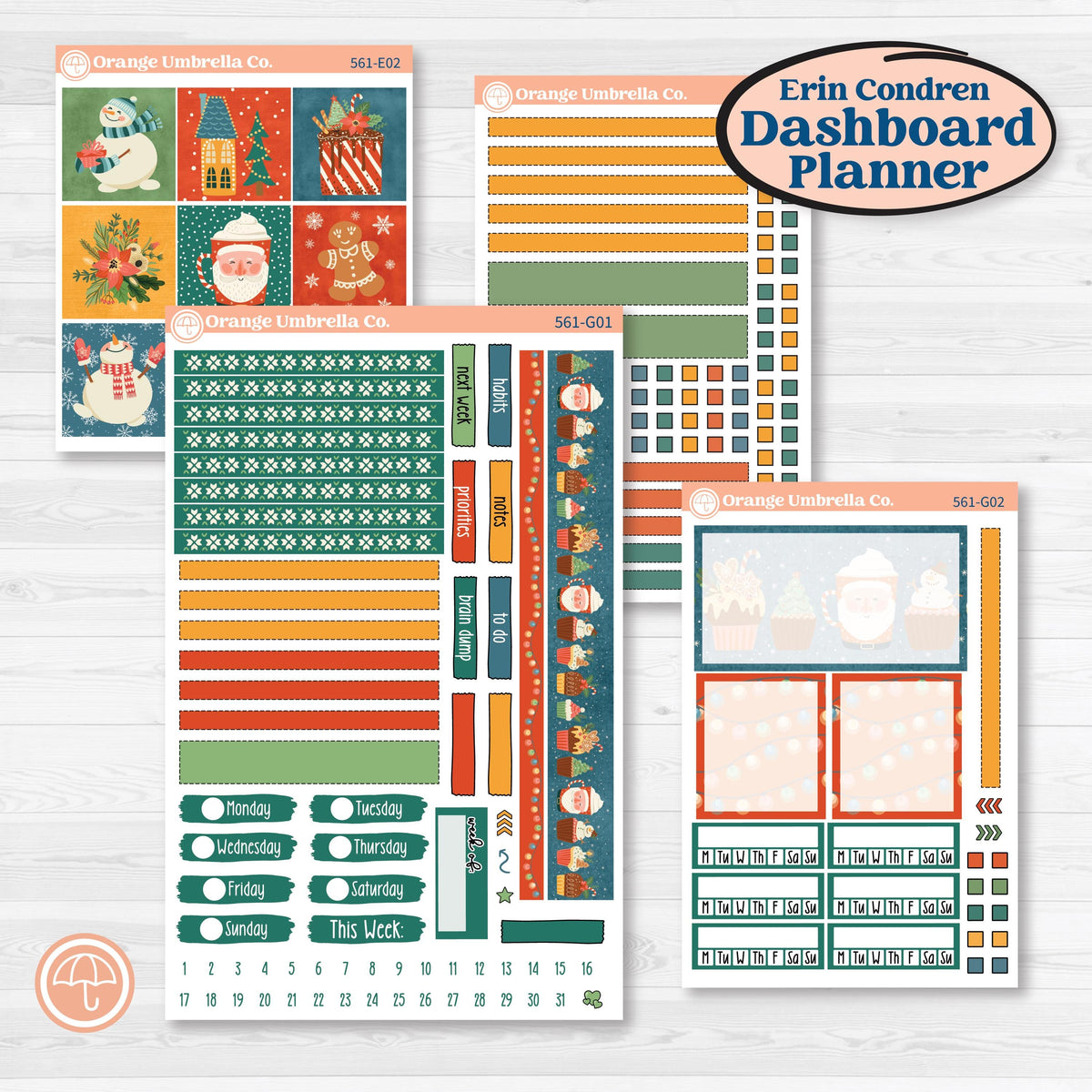 Colorful Christmas Planner Kit | Erin Condren 7x9 Weekly Dashboard Planner Kit Stickers | Holiday Magic | KIT-561-G