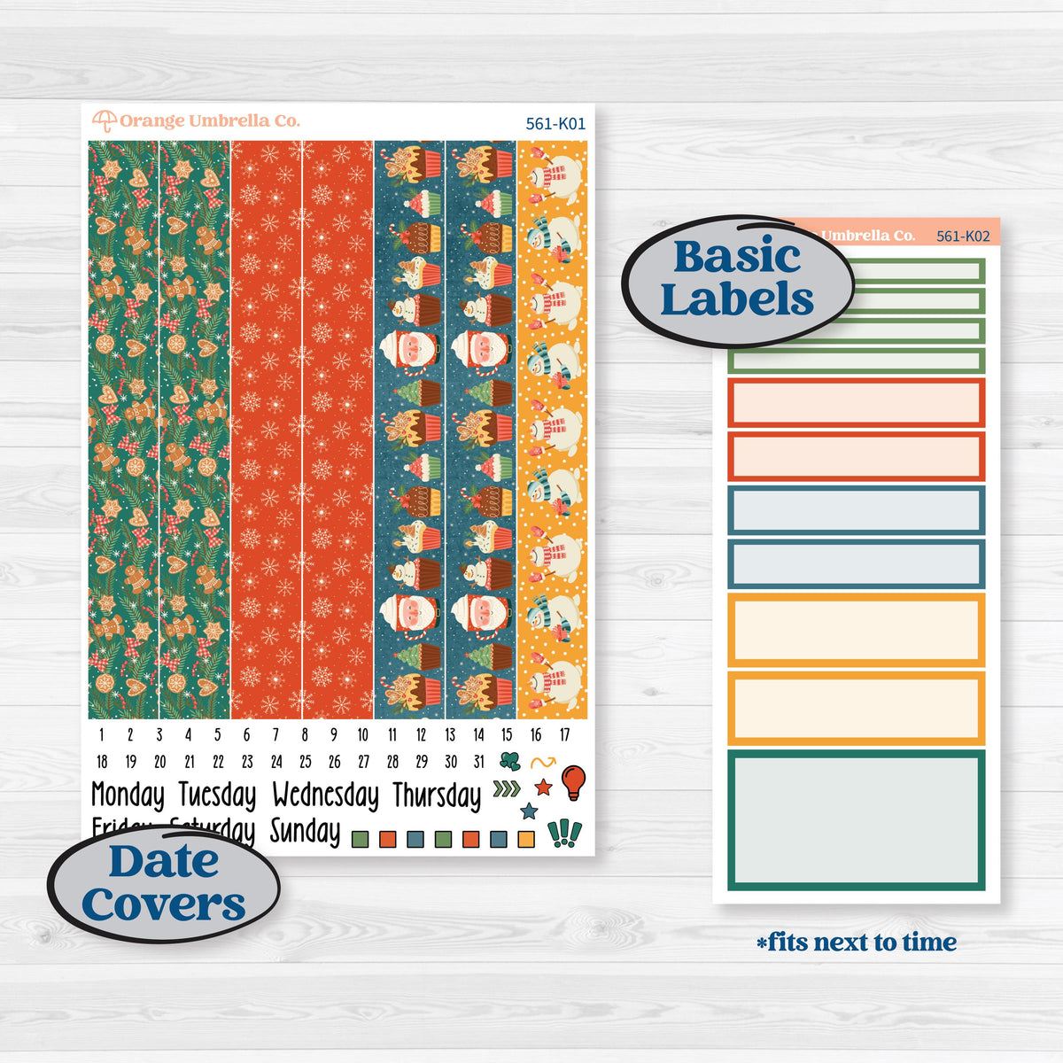 Colorful Christmas Planner Kit | 7x9 Erin Condren Daily Duo Planner Kit Stickers | Holiday Magic | KIT-561-K