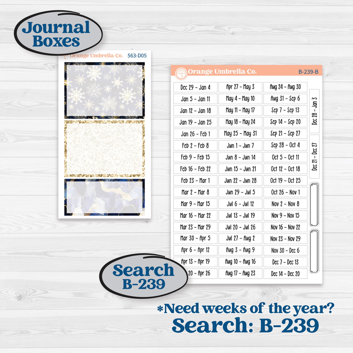 Blue and Gold Christmas Planner Kit | Journaling or Scrapbooking Kit | Creative Junk Journal Planner Stickers | Twas The Night | KIT-563-D
