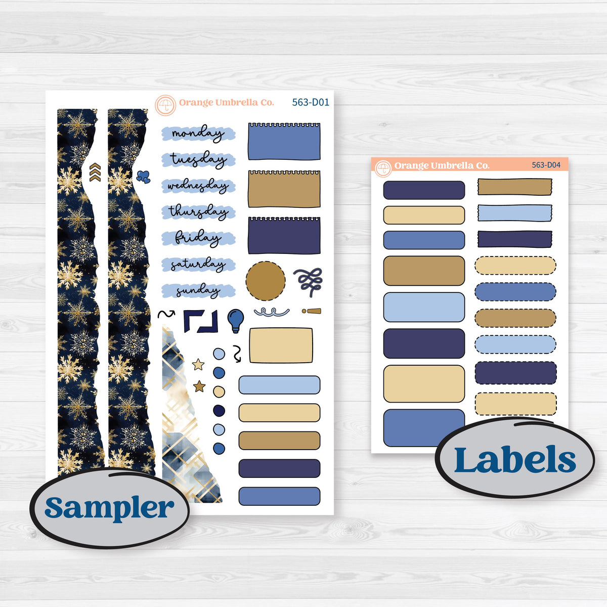 Blue and Gold Christmas Planner Kit | Journaling or Scrapbooking Kit | Creative Junk Journal Planner Stickers | Twas The Night | KIT-563-D