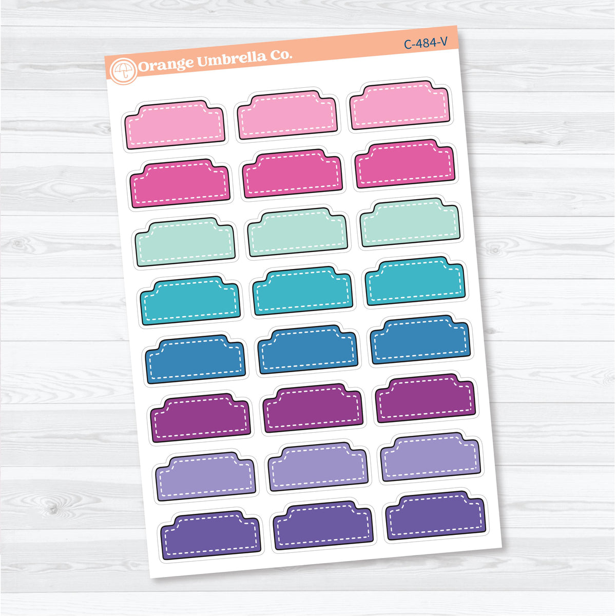 Doodled Stitched Tab Journaling Labels | Large Journal Planner Stickers | C-484