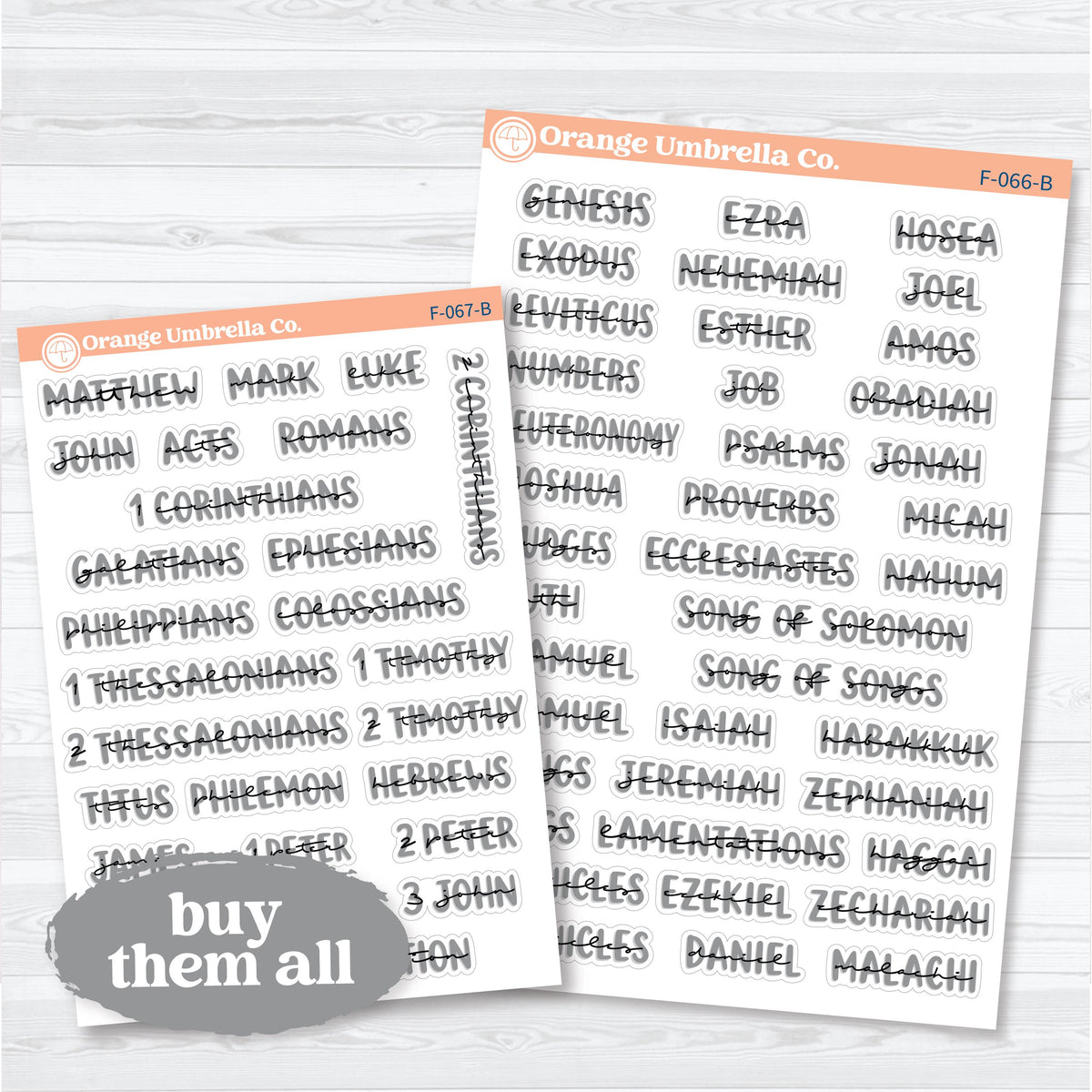 Medium Books of the Bible | Faith & Bible Journaling Planner Stickers | F-066-067-B