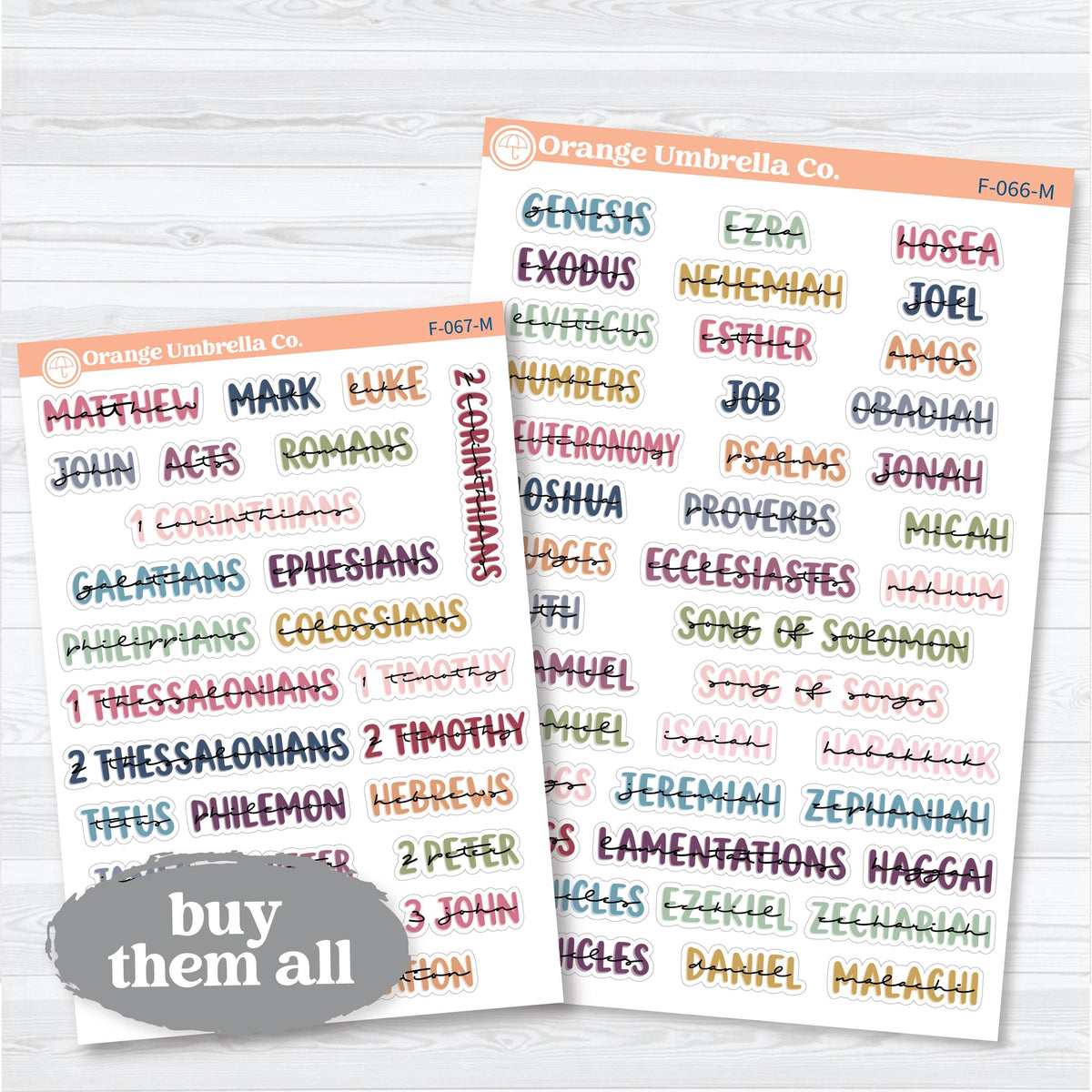 Medium Books of the Bible | Faith & Bible Journaling Planner Stickers | F-066-067-M