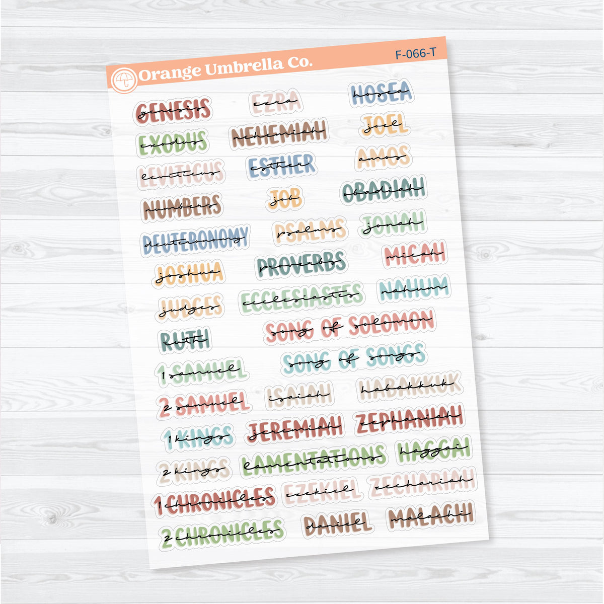 Medium Books of the Bible | Clear Matte Faith & Bible Journaling Planner Stickers | F-066-067-TCM