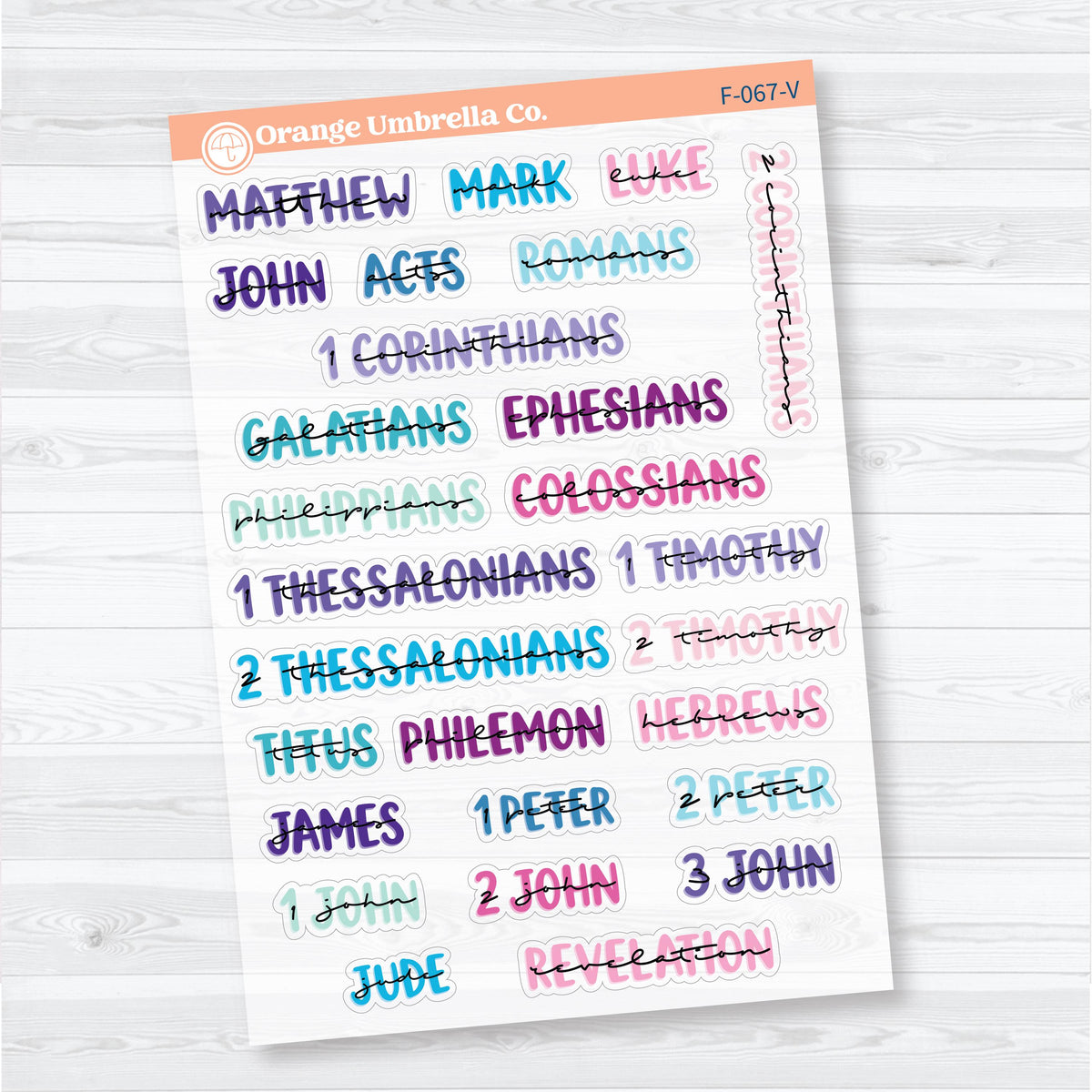 Medium Books of the Bible | Clear Matte Faith & Bible Journaling Planner Stickers | F-066-067-VCM