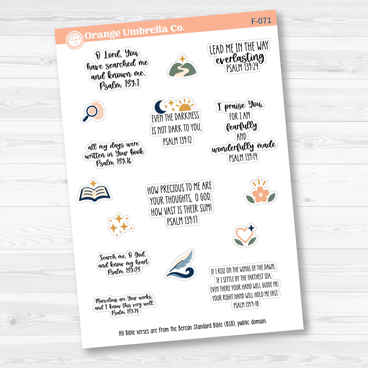 Psalm 139 Bible Study Collection | Faith & Bible Journaling Planner Stickers | F-071-073