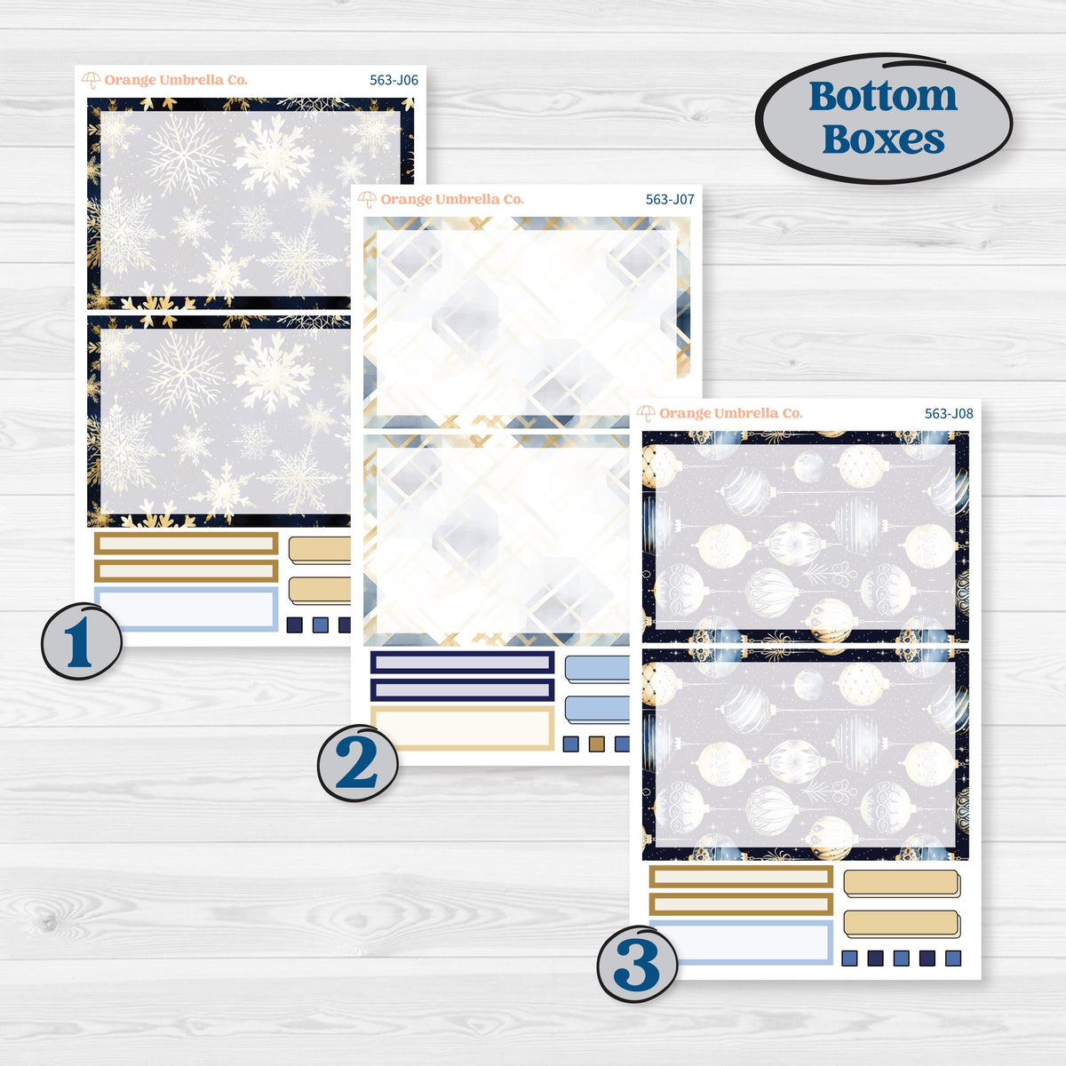Blue and Gold Christmas Planner Kit | A5 Daily Duo Planner Kit Stickers | Twas The Night | KIT-563-J