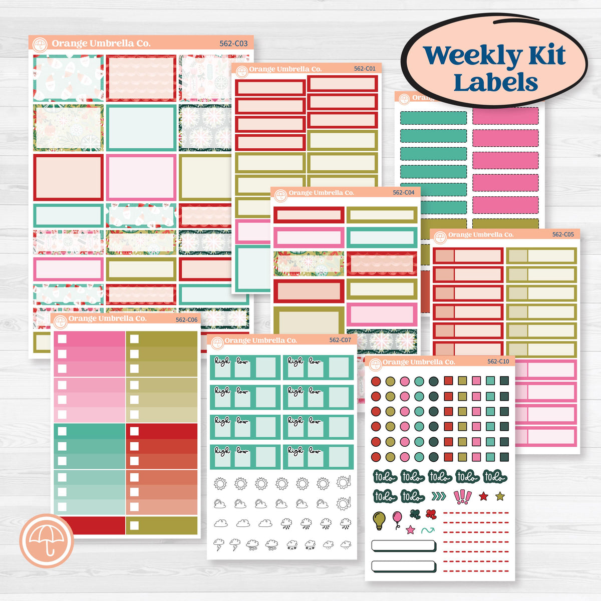 Retro Christmas Planner Kit | Weekly Add-On Labels Planner Kit Stickers | All Is Bright | KIT-562-C