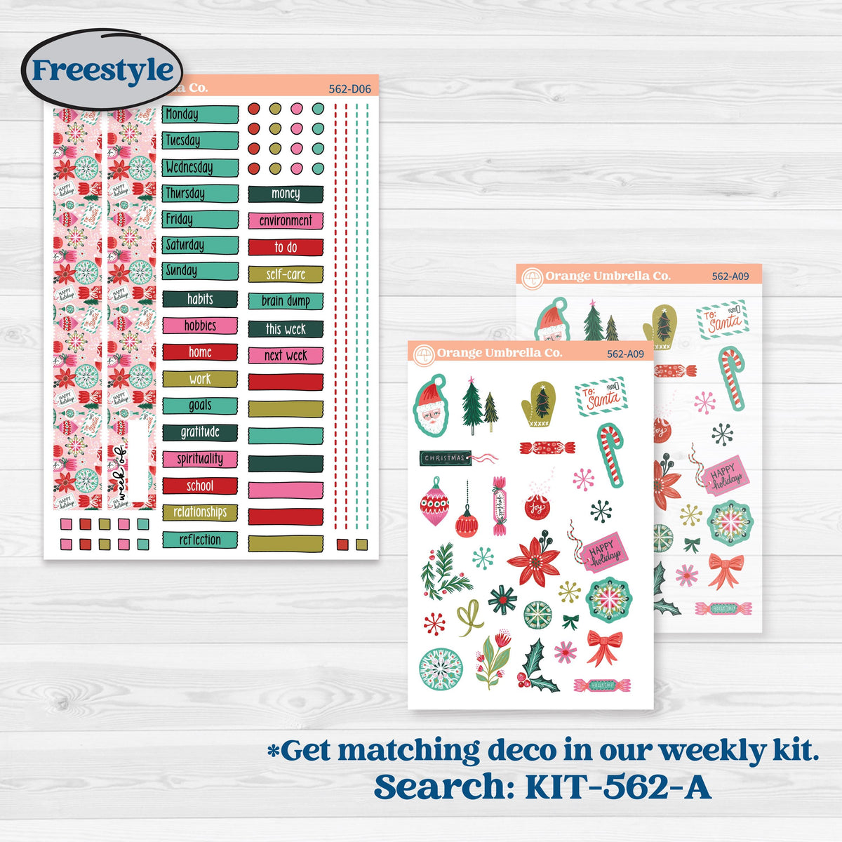 Retro Christmas Planner Kit | Journaling or Scrapbooking Kit | Creative Junk Journal Planner Stickers | All Is Bright | KIT-562-D