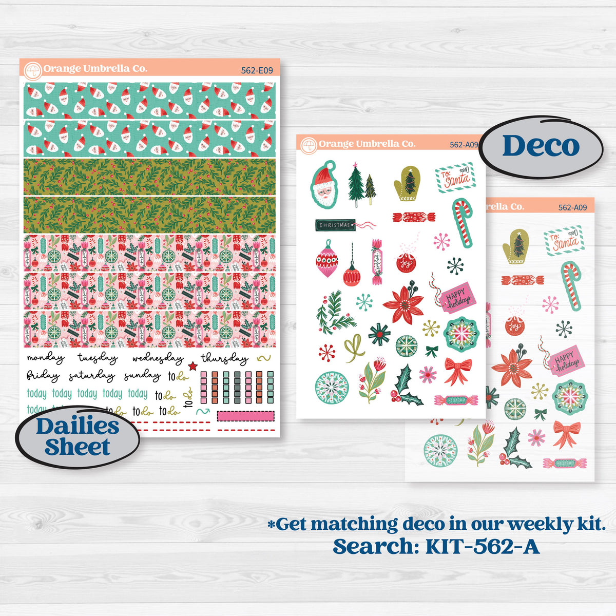 Retro Christmas Planner Kit | Hobonichi Cousin Weekly & Daily Planner Kit Stickers | All Is Bright | KIT-562-E