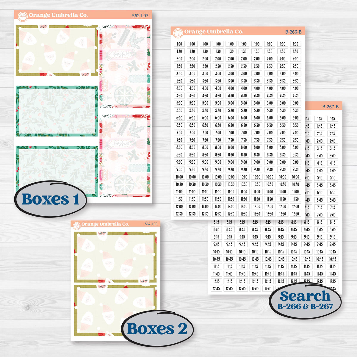 Retro Christmas Planner Kit | 7x9 Plum Daily Planner Kit Stickers | All Is Bright | KIT-562-L