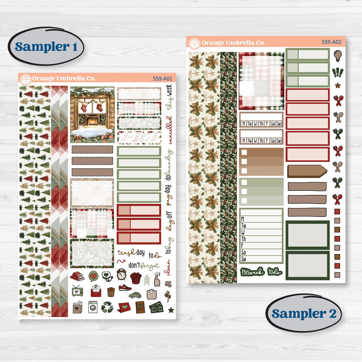 Vintage Christmas Planner Kit | Weekly Sticker Kit for Vertical Planners like Erin Condren | Christmas Village | KIT-559-A