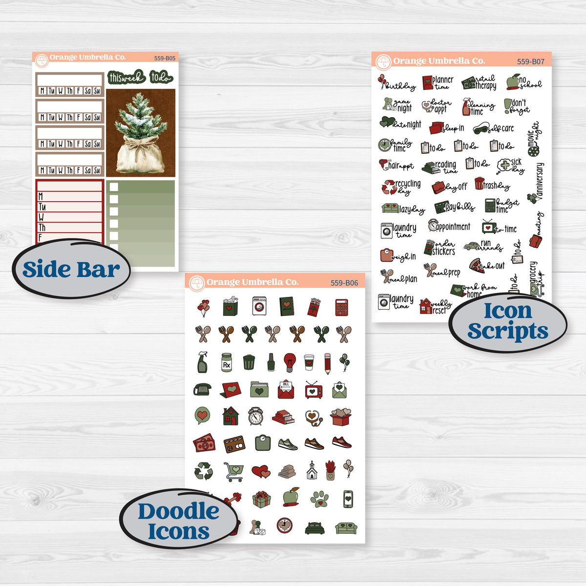 Vintage Christmas Planner Kit | Weekly Add-On Planner Kit Stickers | Christmas Village | KIT-559-B