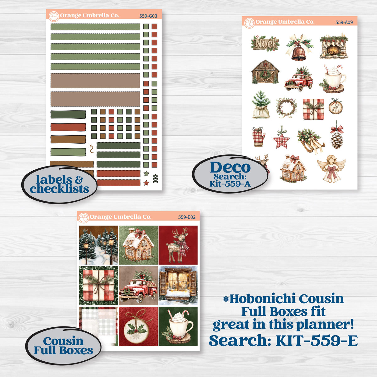 Vintage Christmas Planner Kit | Erin Condren 7x9 Weekly Dashboard Planner Kit Stickers | Christmas Village | KIT-559-G