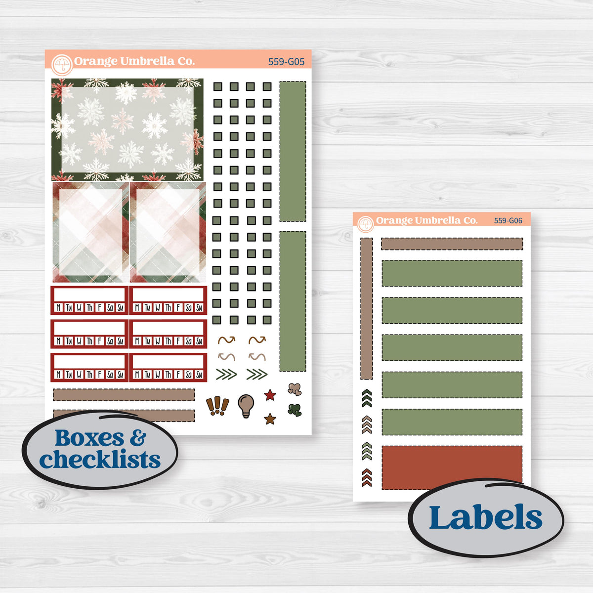 Vintage Christmas Planner Kit | Erin Condren A5 Weekly Dashboard Planner Kit Stickers | Christmas Village | KIT-559-G4