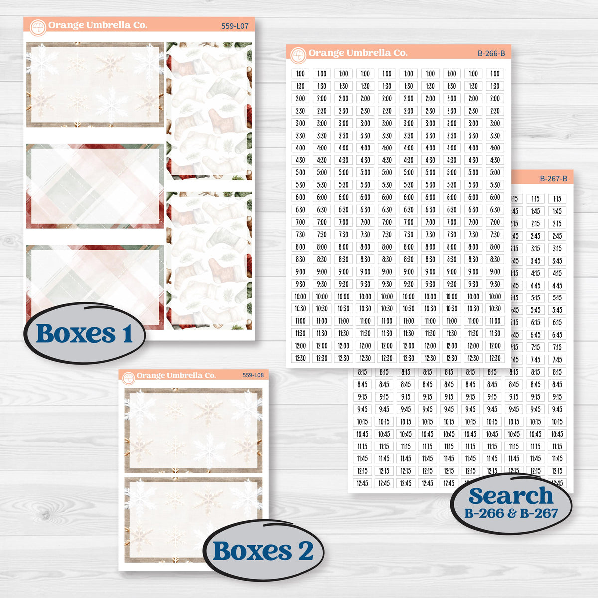 Vintage Christmas Planner Kit | 7x9 Plum Daily Planner Kit Stickers | Christmas Village | KIT-559-L