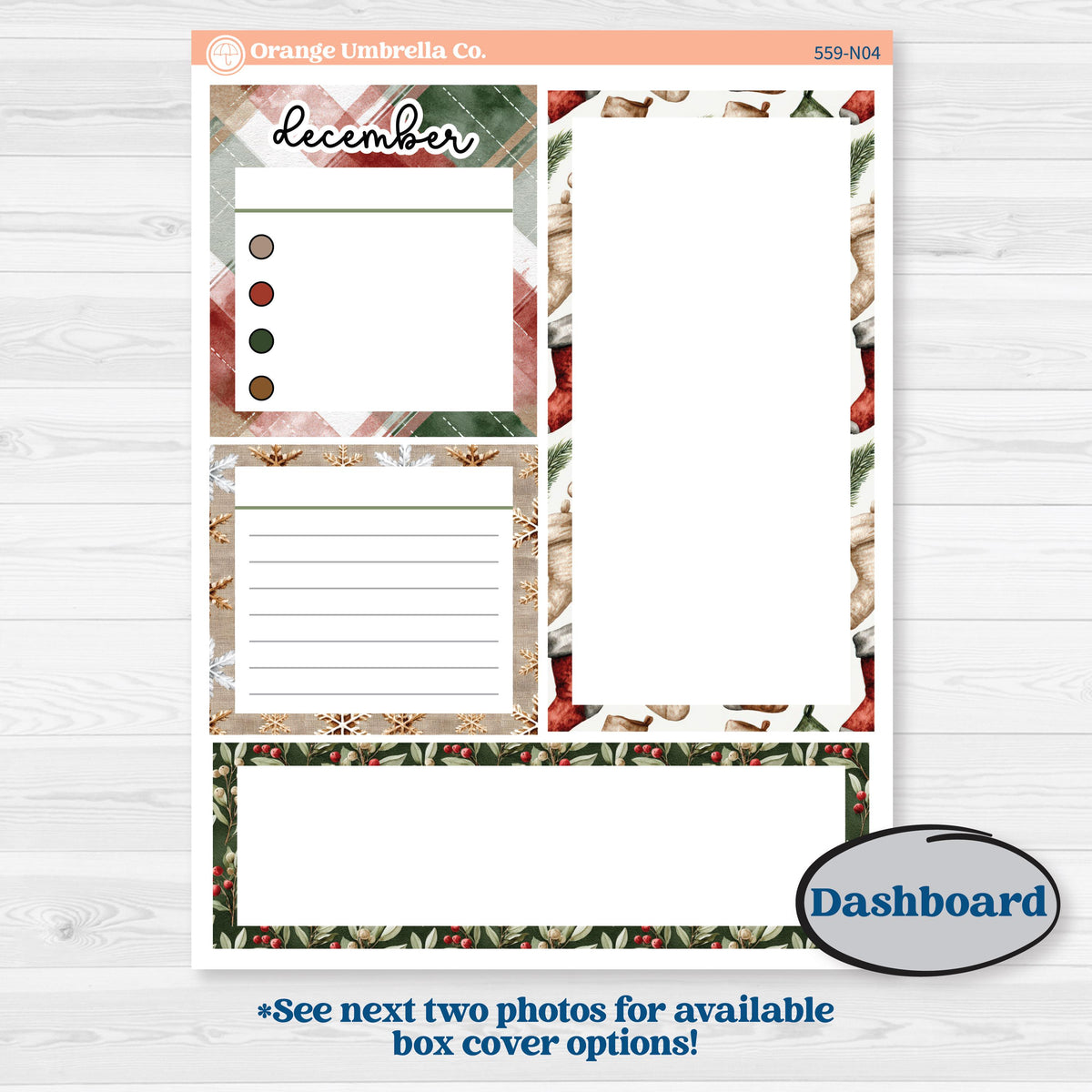 Vintage Christmas Planner Kit | 7x9 Erin Condren Life Planner Monthly & Dashboard Sticker Kit | Christmas Village | KIT-559-N