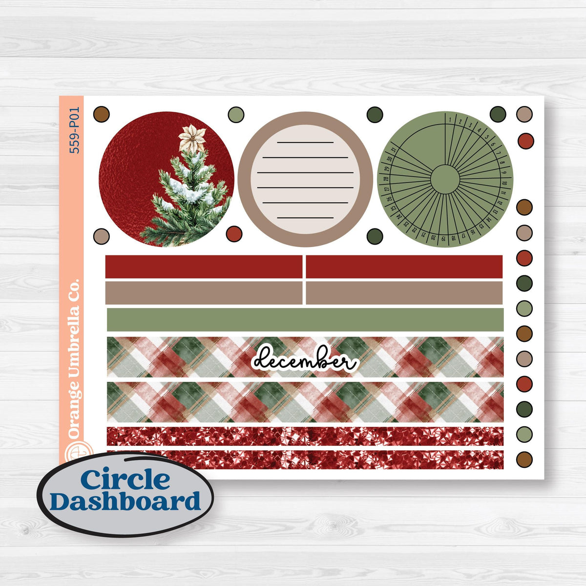 Vintage Christmas Planner Kit | A5 Plum Monthly & Dashboard Planner Kit Stickers | Christmas Village | KIT-559-P