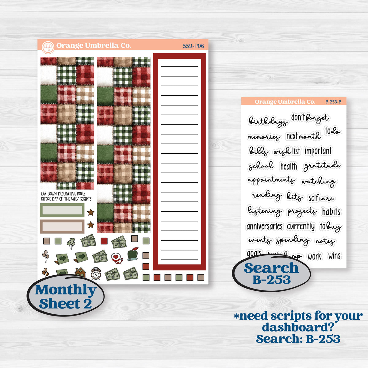 Vintage Christmas Planner Kit | A5 Plum Monthly & Dashboard Planner Kit Stickers | Christmas Village | KIT-559-P