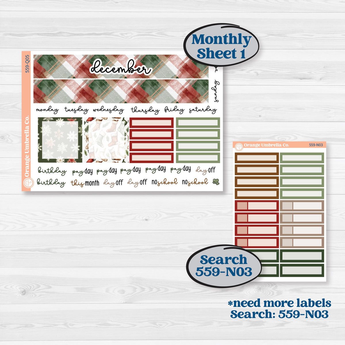 Vintage Christmas Planner Kit | 7x9 Plum Monthly & Dashboard Planner Kit Stickers | Christmas Village | KIT-559-Q
