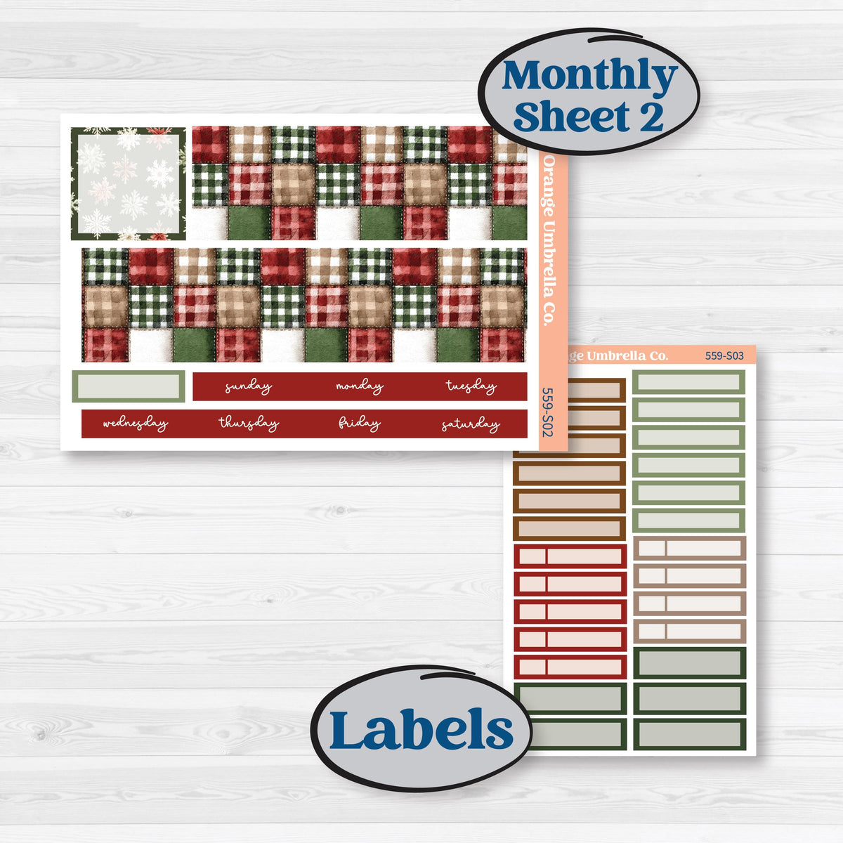 Vintage Christmas Planner Kit | Hobonichi Cousin Monthly Planner Kit Stickers | Christmas Village | KIT-559-S