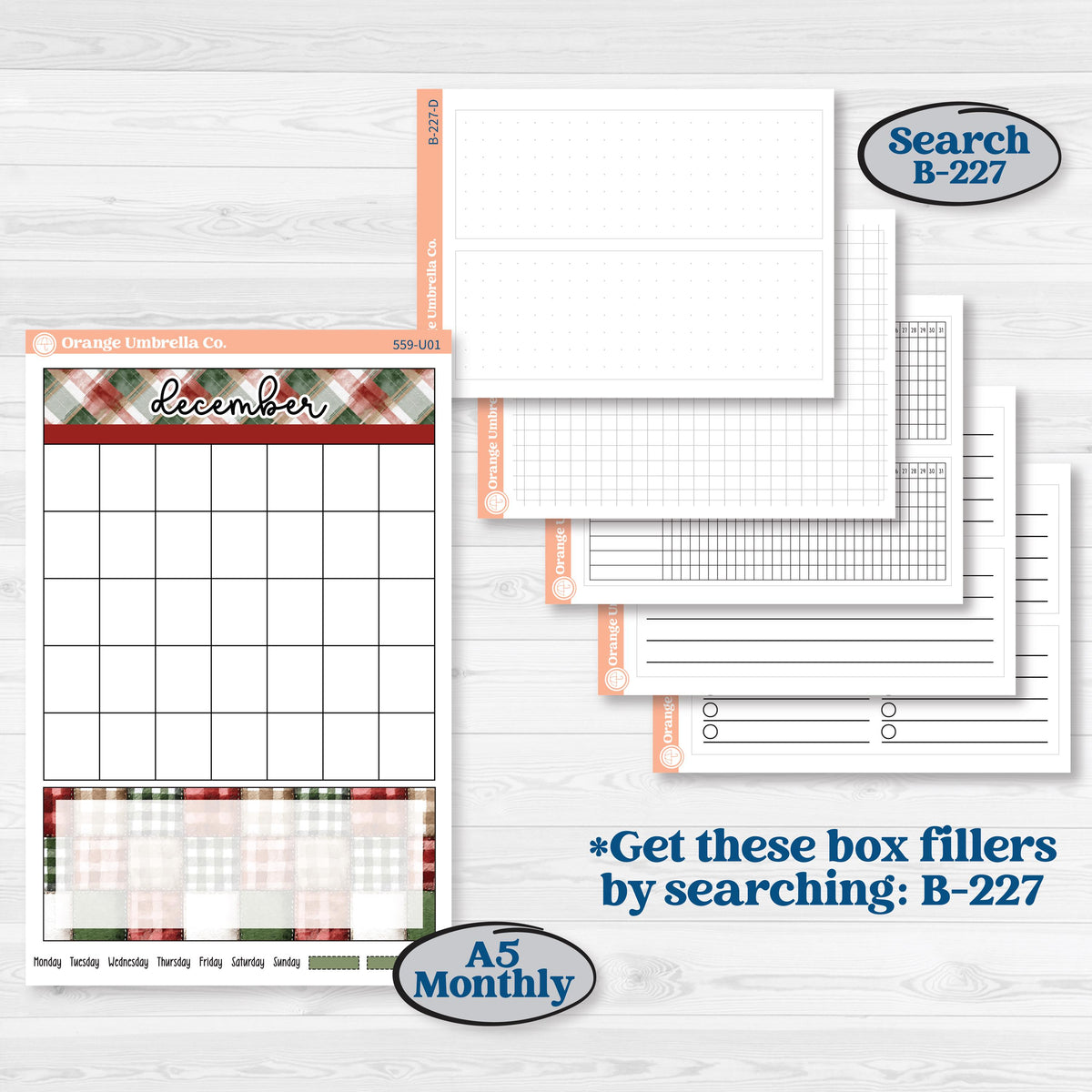 Vintage Christmas | A5 or 7x9 Create Your Own Monthly Dashboard Universal | Reading Log Sticker Kit | Christmas Village | KIT-559-U