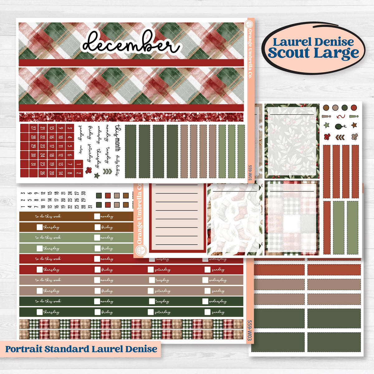 Vintage Christmas Planner Kit | Laurel Denise Scout Large Planner Kit Stickers | Christmas Village | KIT-559-W