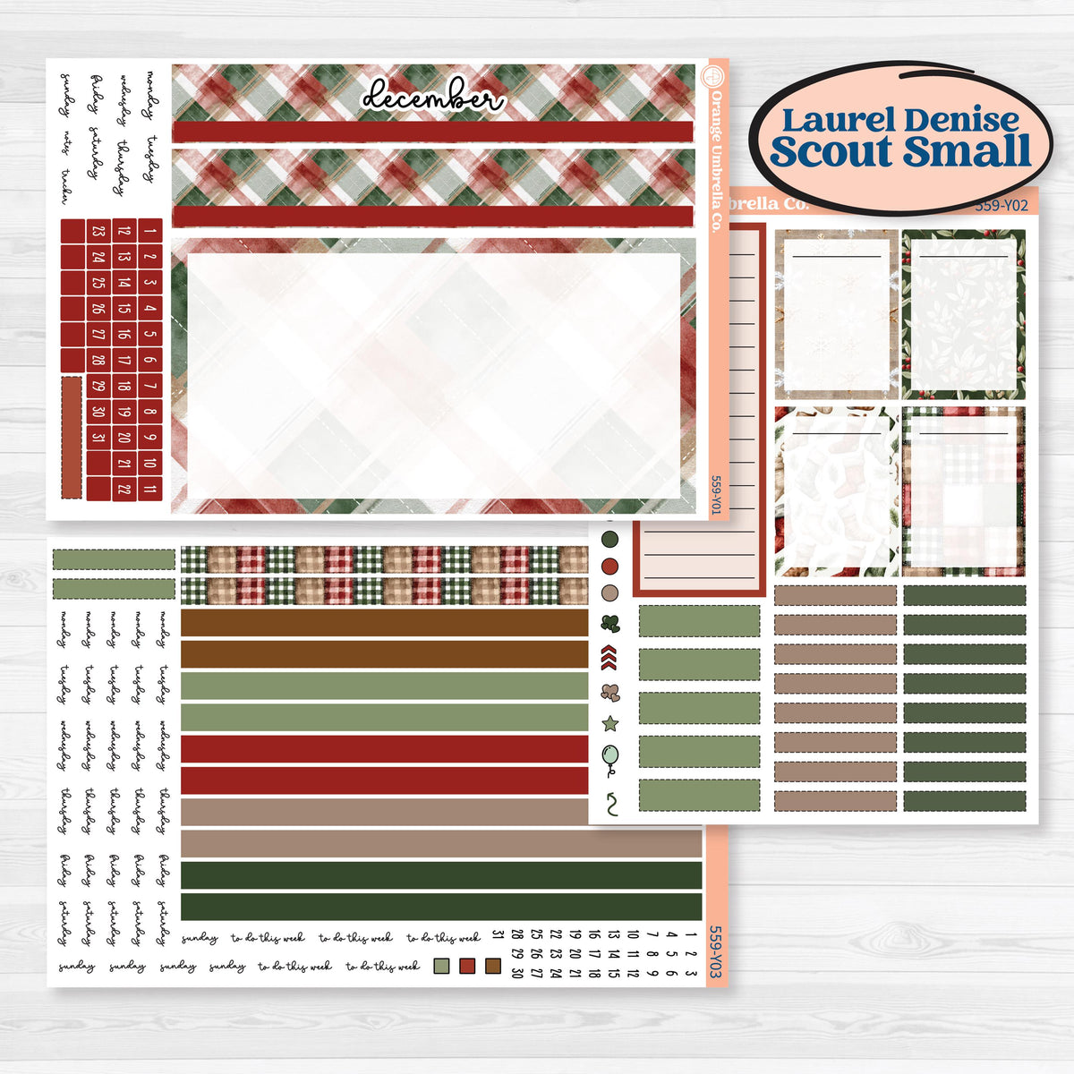 Vintage Christmas Planner Kit | Laurel Denise Scout Small Planner Kit Stickers | Christmas Village | KIT-559-Y